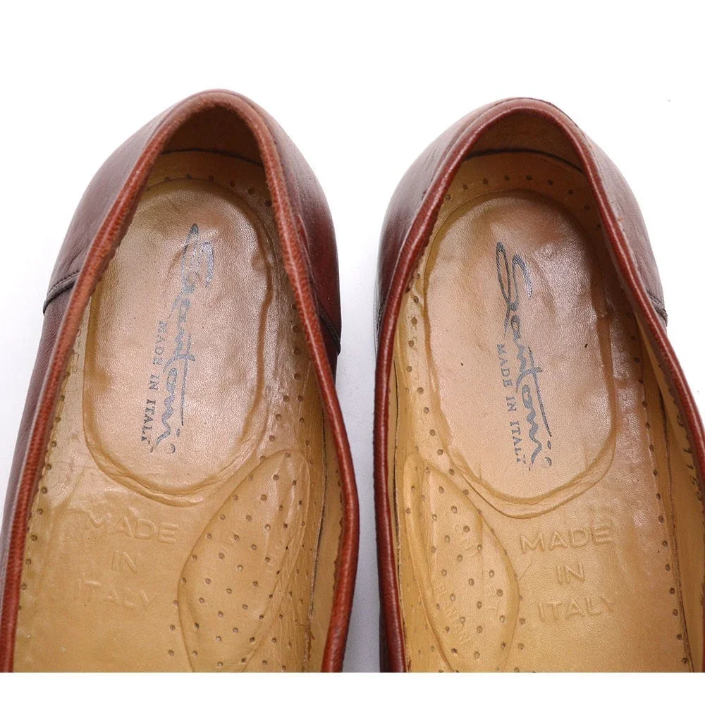 Men Santoni 1159 Brown Kiltie Tassel Loafers 9.5 D